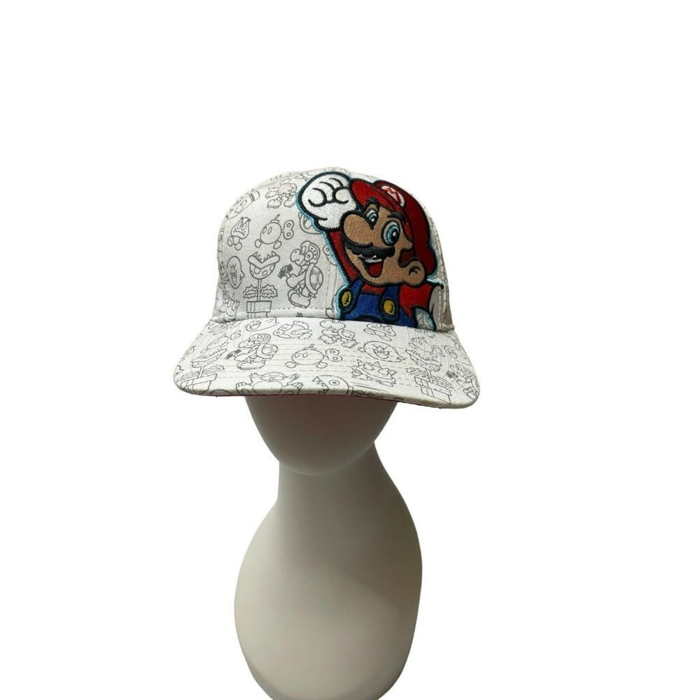 Super Mario Character Print Cap Hat Embroidered Mario Logo Retro 2015